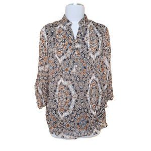 Christopher & Banks Lined Boho Top Multicolor 3/4 Sleeve Size L